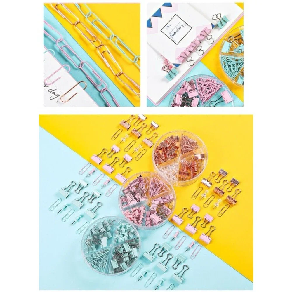 Gold Binder Clips Paper Clips Push Pins Set Home Office School Supplies Dorm NEW